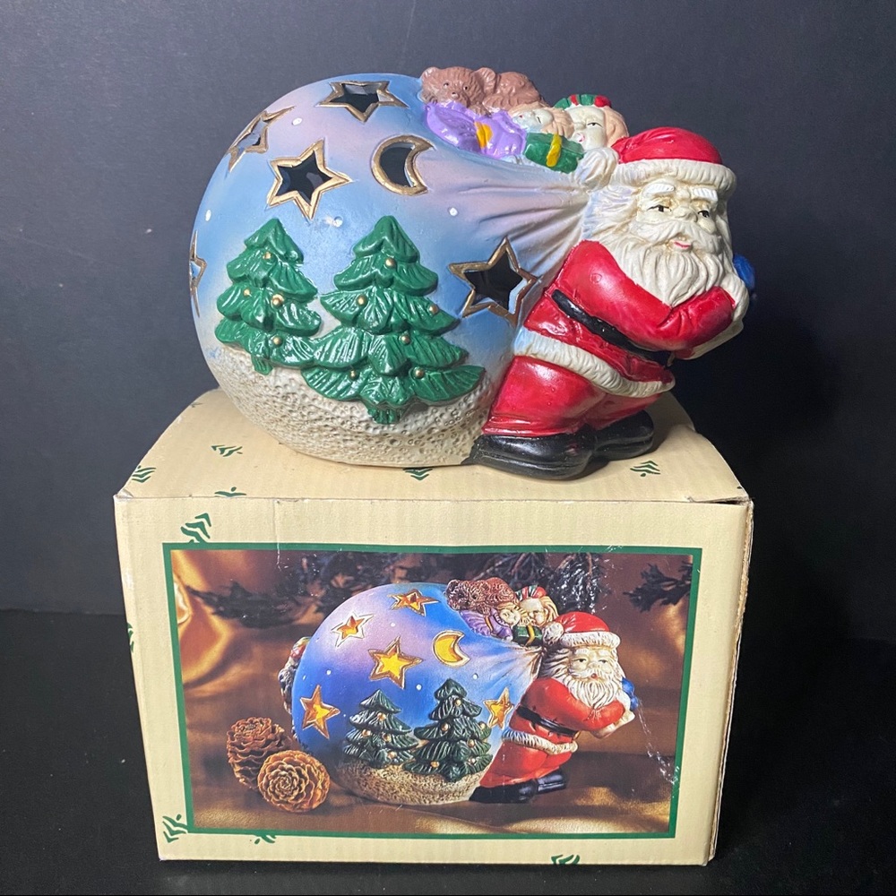 Santa Ceramic Tea Light Votive Candle Holder